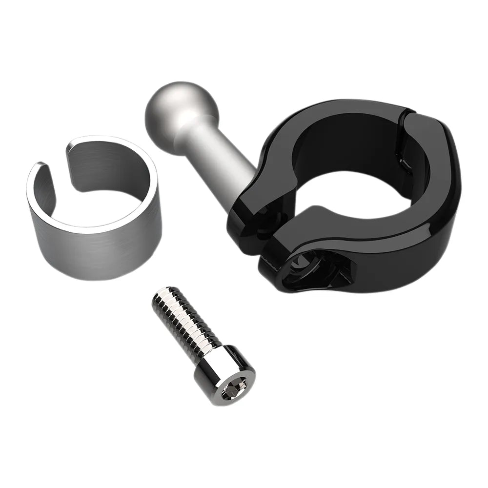 Ball Mount - Aluminum Clamp - 7/8" - 1" Handlebars - Black