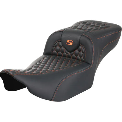 Asiento de alcance extendido Roadsofa™ - Asiento de alcance extendido Roadsofa™ - sin respaldo - Panal - Puntada naranja - FLTR/FLHX '23-'24