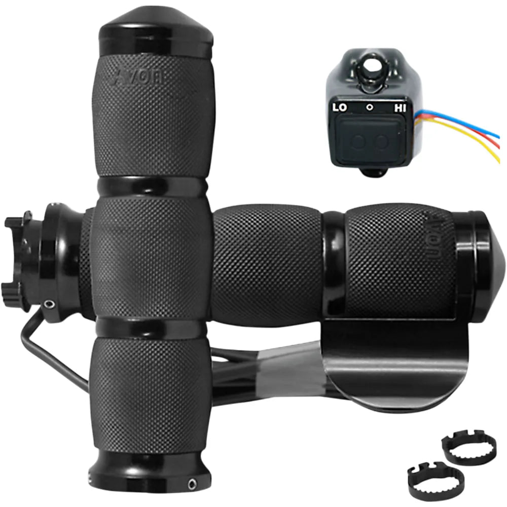 Grips - Heated - Air Cushion - Throttle Boss - Metric - Black