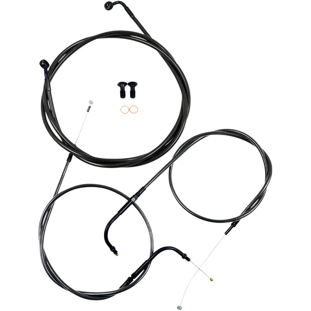 Standard Midnight Braided Handlebar Cable/Brake Line Kit for 12" - 14" Ape Hanger Handlebars9114241011