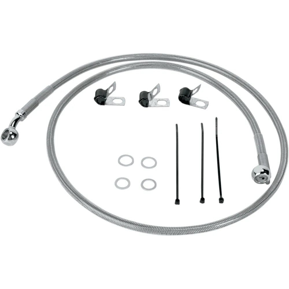 Front Brake Line FLST 00-07 Clear-Coated Stainless Steel