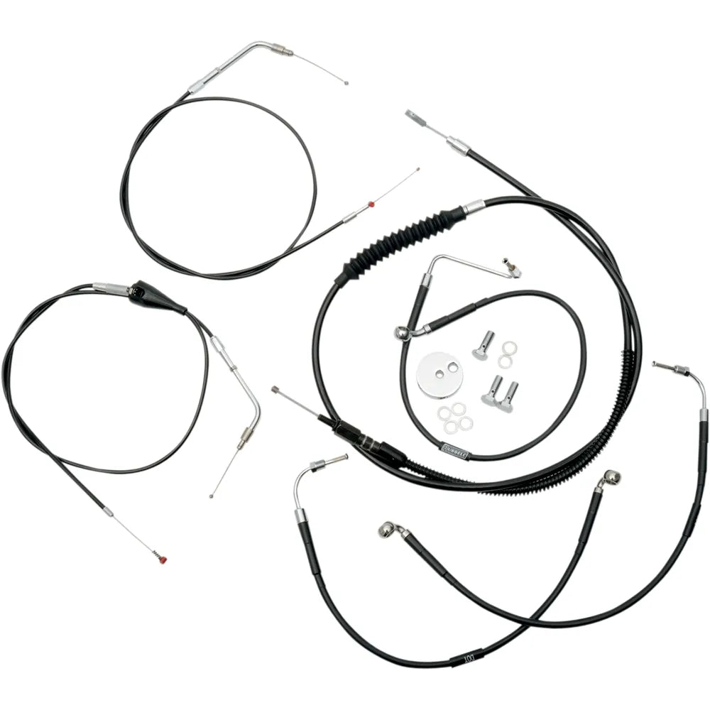 Standard Black Vinyl Braided Handlebar Cable/Brake Line Kit For 15" - 17" Ape Hanger Handlebars3007