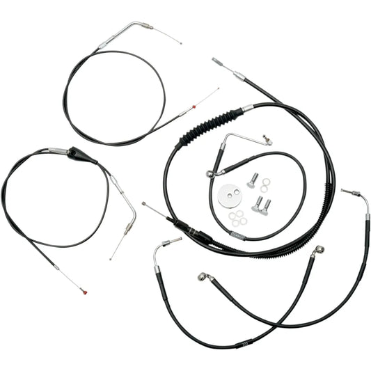 Standard Black Vinyl Braided Handlebar Cable/Brake Line Kit For 15" - 17" Ape Hanger Handlebars3007