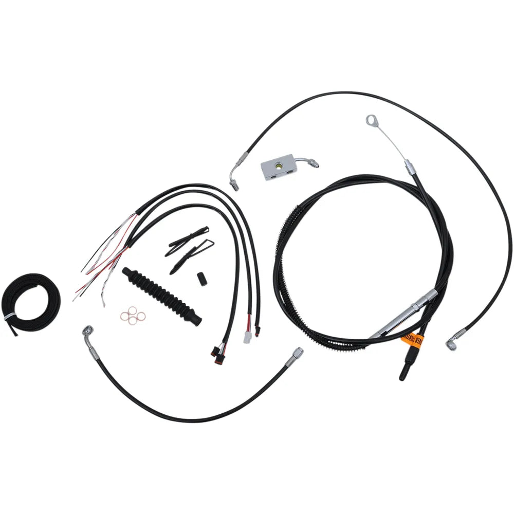 Handlebar Cable/Brake Line Kit - Complete - 15" - 17" Ape Hanger Handlebars - Black Vinyl