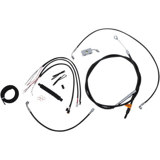 Handlebar Cable/Brake Line Kit - Complete - 15" - 17" Ape Hanger Handlebars - Black Vinyl