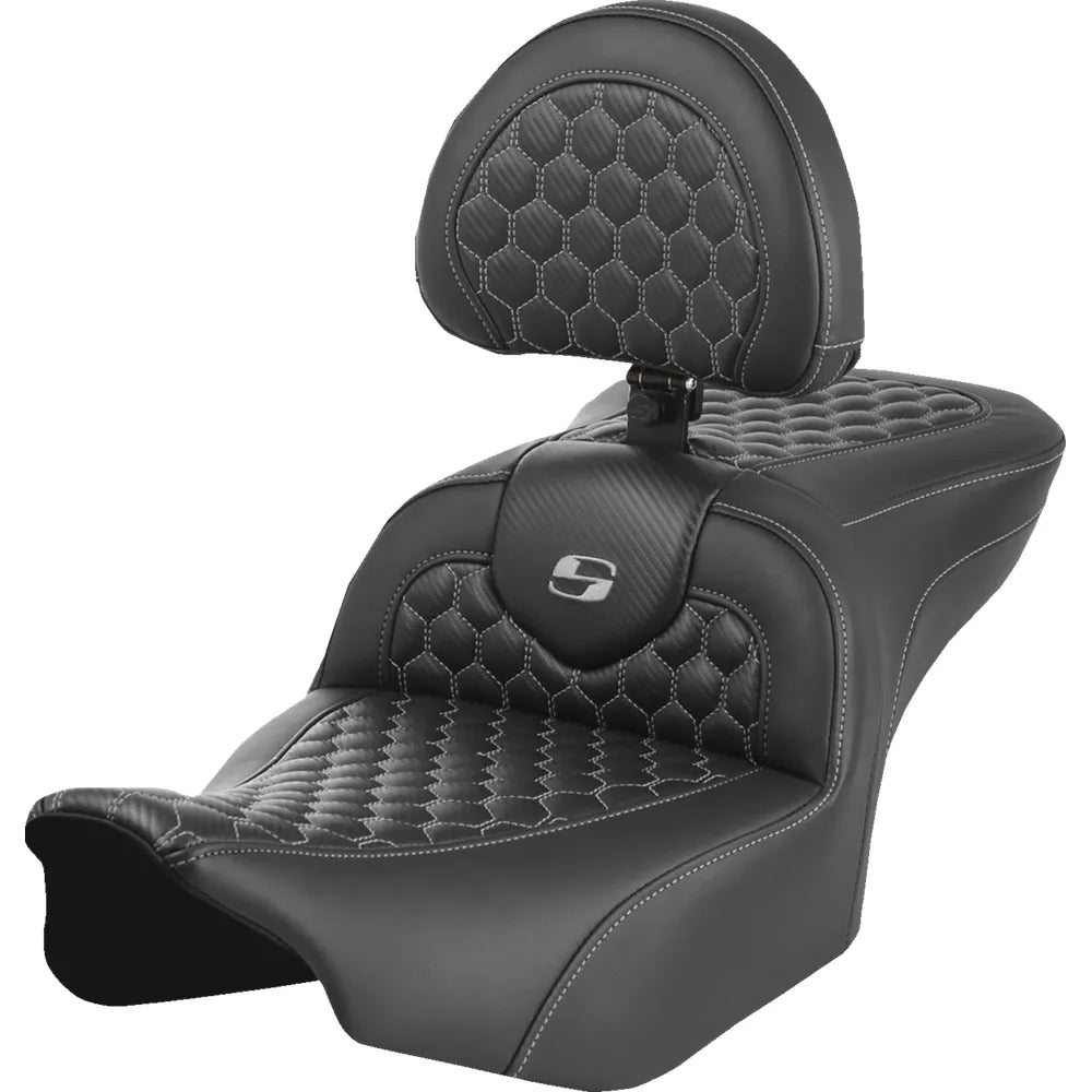 Asiento Honeycomb Roadsofa™ - Asiento Roadsofa™ - con respaldo - Honeycomb - Costura gris - FLTR/FLHX '23-'24