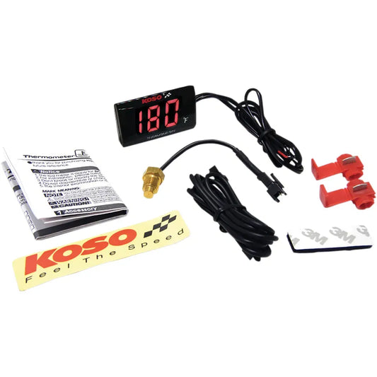 Super Slim Temperature Gauge - Red Digits - 2.22" W x 1.06" H x 0.43" D