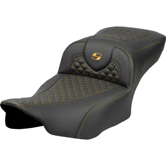 Asiento Dragon Scale Stitch RoadSofa™ - Asiento de alcance extendido Roadsofa™ - Dragon Scale Stitch - Punto dorado - sin respaldo - FLTR/FLHX '23-'24