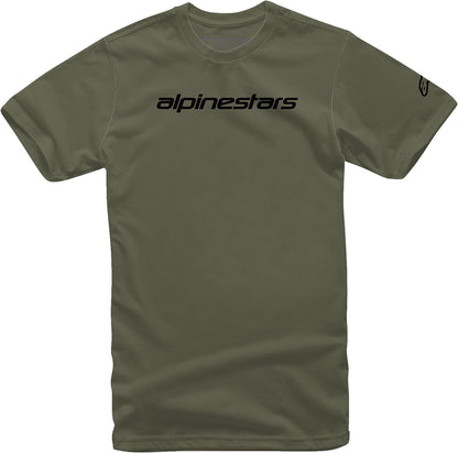 Playera Alpinestars Linear Wordmark - Verde Militar/Negro