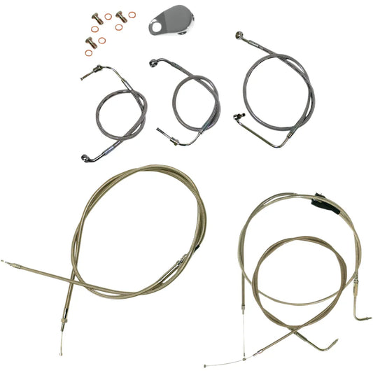 Handlebar Cable/Brake Line Kit  - 15" - 17" Ape Hanger Handlebars - Stainless Steel