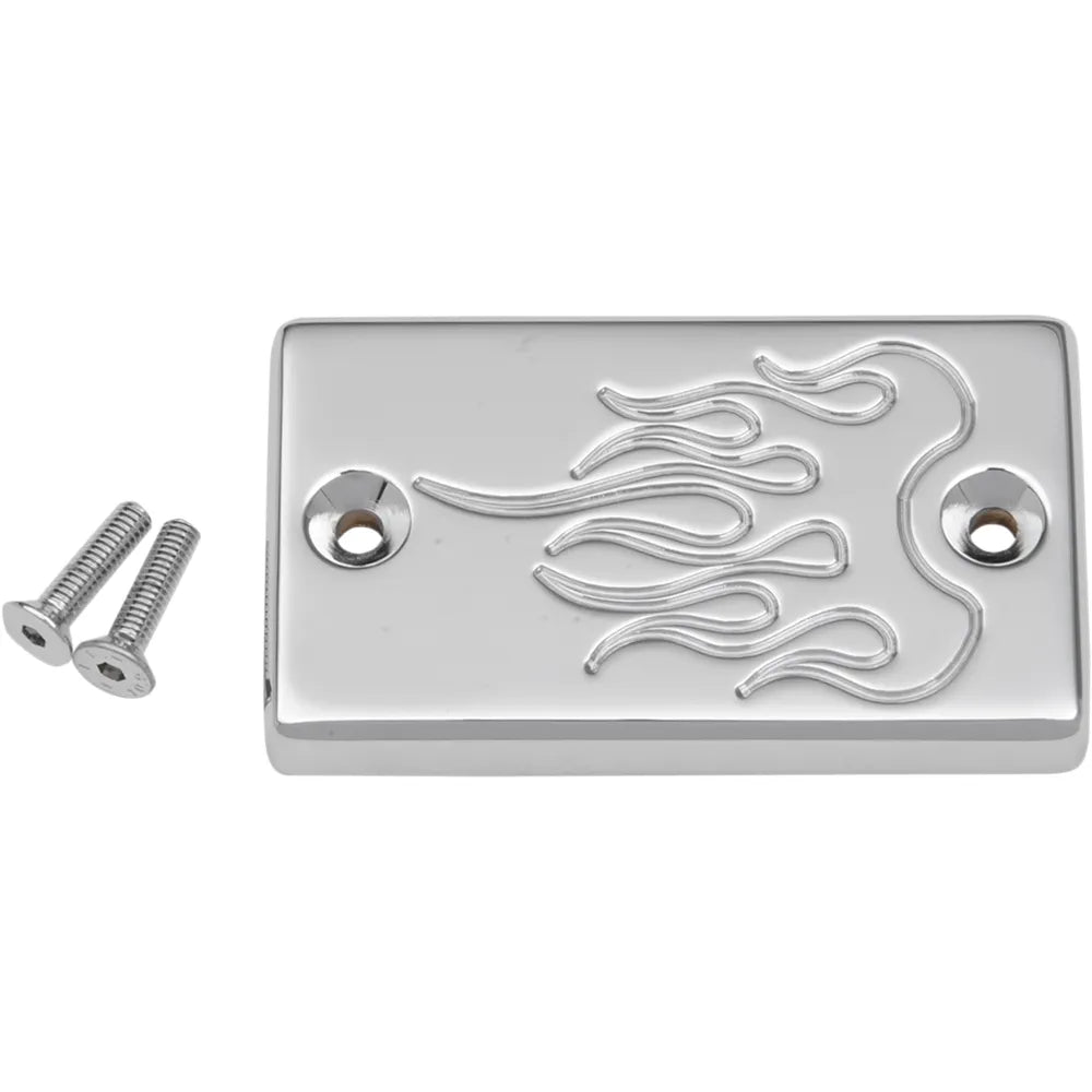 Master Cylinder Cover - Flame - Suzuki - Chrome