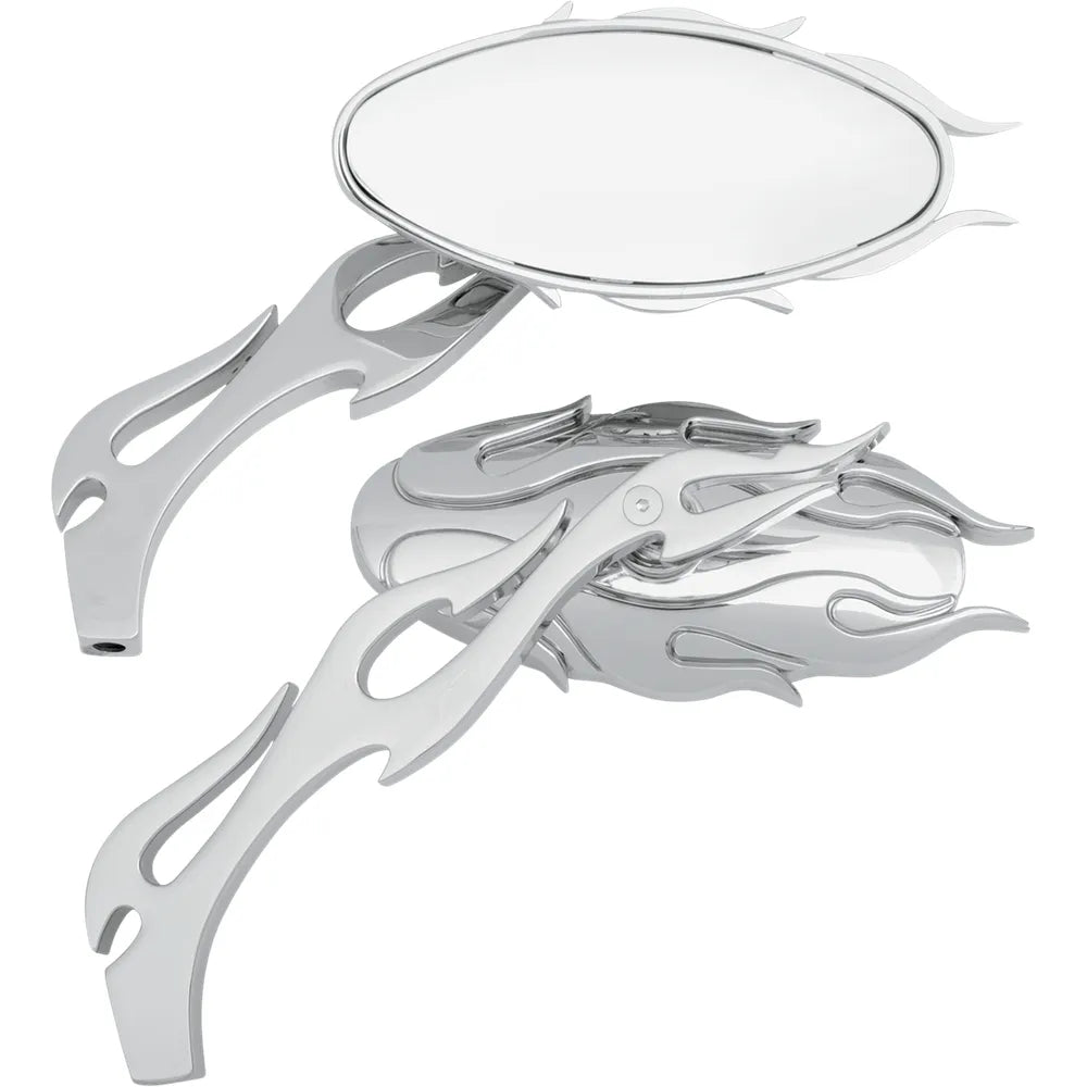 Flame Oval Mirror - Chrome