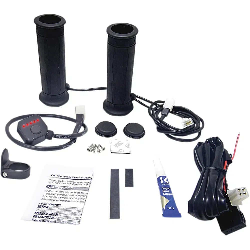 Grips - Heated - Twist Throttle - 5 Level - 1"