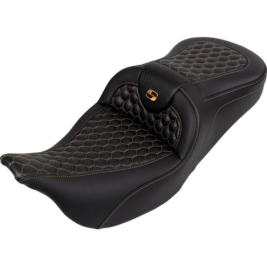 Asiento Honeycomb Roadsofa™ - Asiento RoadSofa™ - Honeycomb - Costura dorada - sin respaldo - FLH/FLT '08-'23