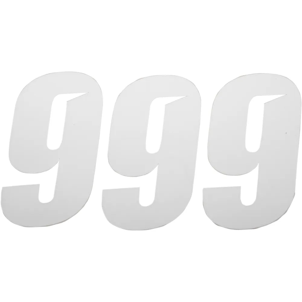 Slash Number Plate - #9 - White - 6"