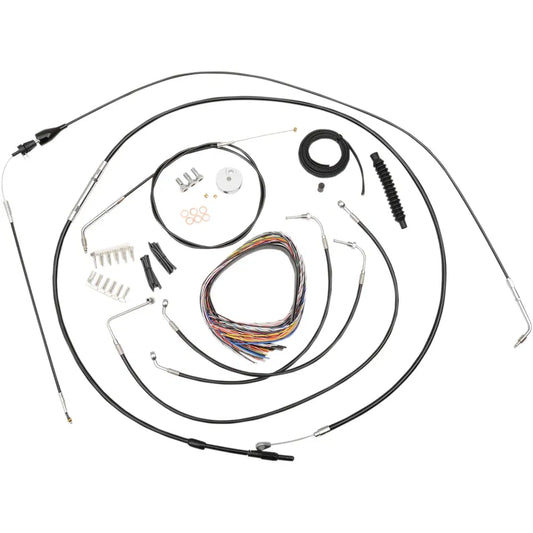 Complete Black Vinyl Braided Handlebar Cable/Brake Line Kit for 12" - 14" Ape Hanger Handlebars12762831