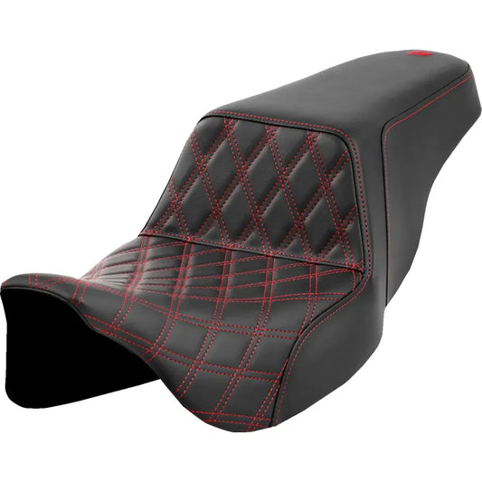 Asiento elevado con costura de celosía - Asiento elevado - Costura de celosía delantera - Costura roja - FLH/FLT '08-'23