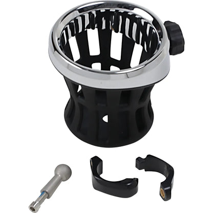 Drink Holder -  1-1/4" Handlebar Mount - Chrome/Black