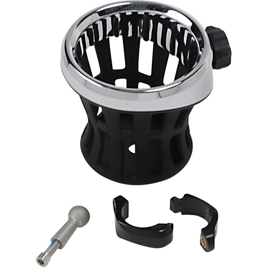 Drink Holder -  1-1/4" Handlebar Mount - Chrome/Black