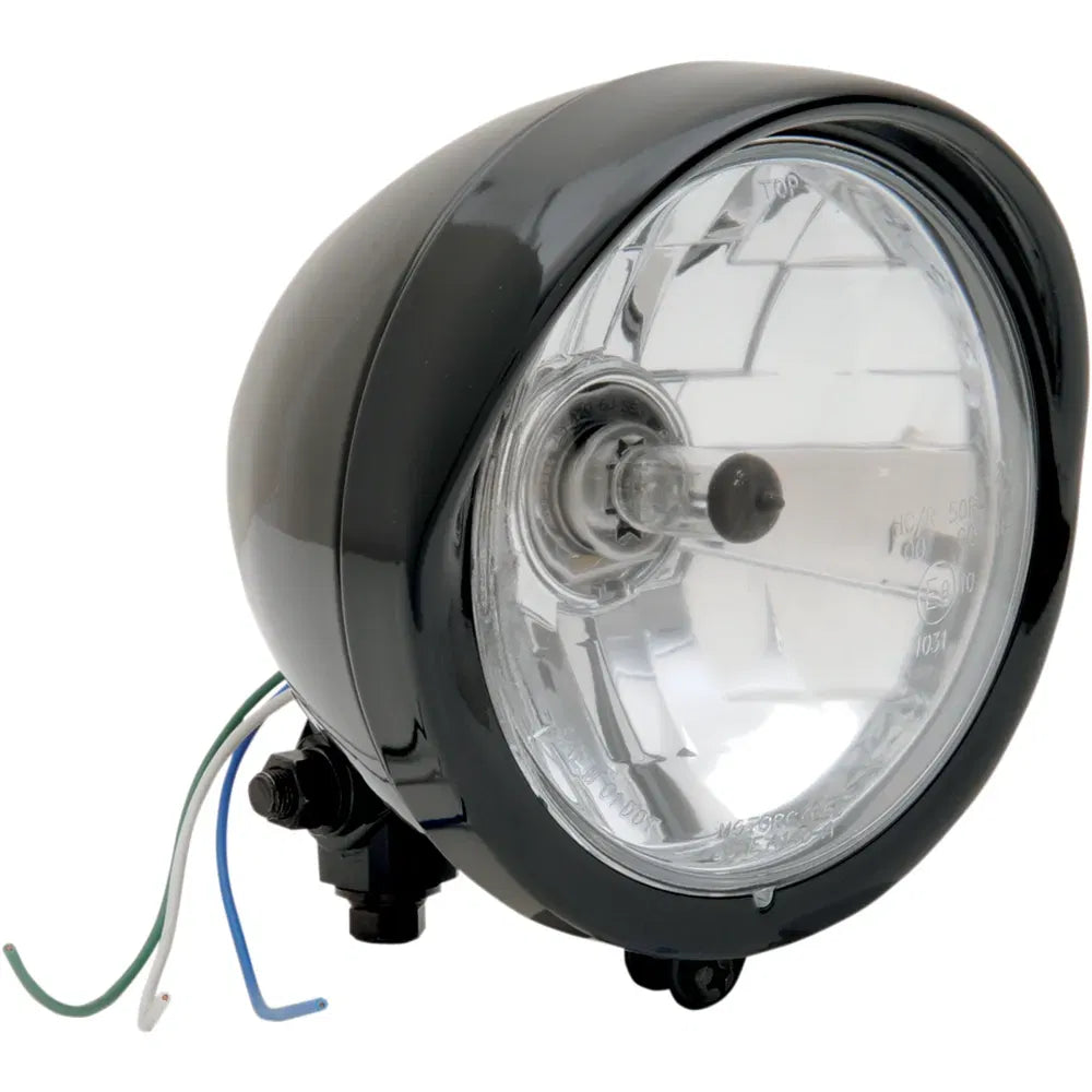5-3/4" Head Light with Visor - Clear Lens - Black