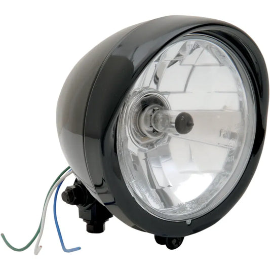 5-3/4" Head Light with Visor - Clear Lens - Black