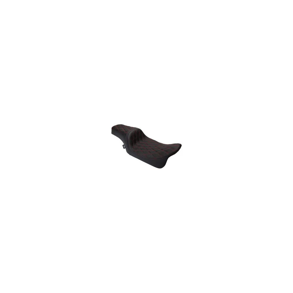 Asiento de vinil Drag Specialties Predator 1Up costura doble diamante en rojo