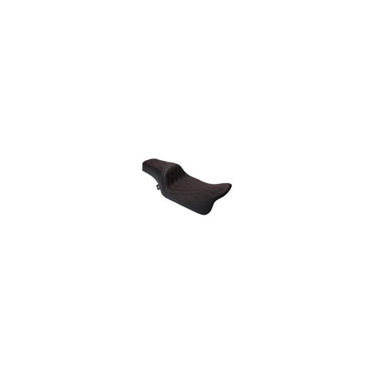 Asiento de vinil Drag Specialties Predator 1Up costura doble diamante en rojo