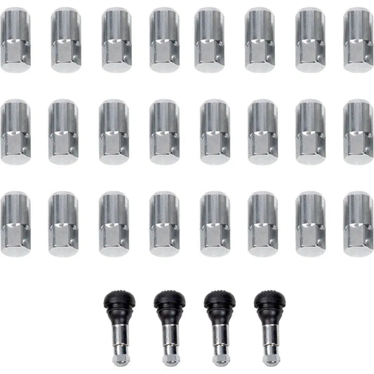 Tuercas de rueda de repuesto para ATV/UTV con vástagos de válvula - Tuercas con vástagos de válvula - 12 mm x 1,50 - Cromo - Cónico - Paquete de 24
