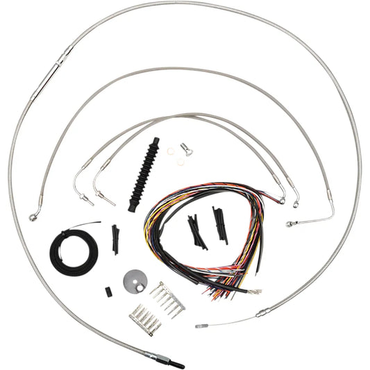Handlebar Cable/Brake Line Kit - Complete - 15" - 17" Ape Hanger Handlebars - Stainless