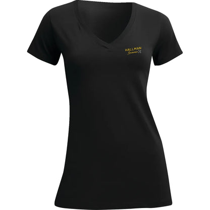 Camiseta con cuello en V Hallman Garage para mujer