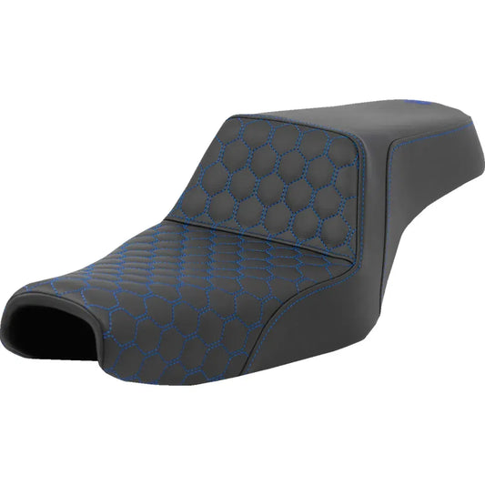 Asiento elevado tipo panal - Asiento elevado - Panal - Costuras azules - Tanque de 3.3 galones - Sportster '04-'22