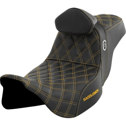 Asiento Pro Series SDC Performance Grip - Asiento Pro Series SDC Performance - con respaldo - Gold Stitch - FLH/FLT '08-'25