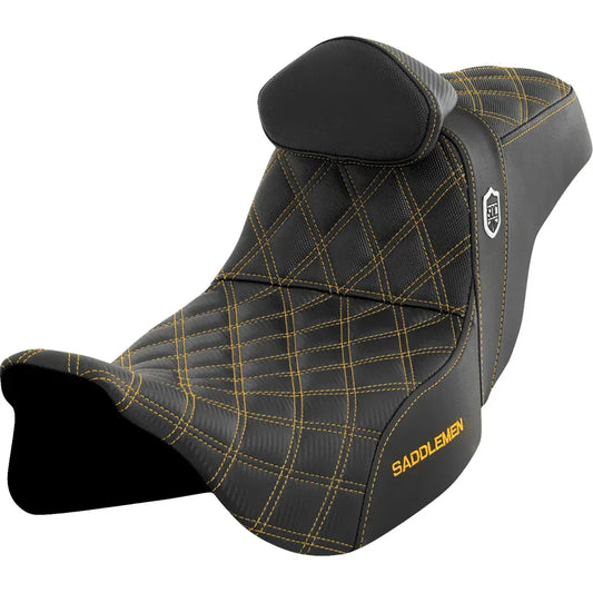 Asiento Pro Series SDC Performance Grip - Asiento Pro Series SDC Performance - con respaldo - Gold Stitch - FLH/FLT '08-'25