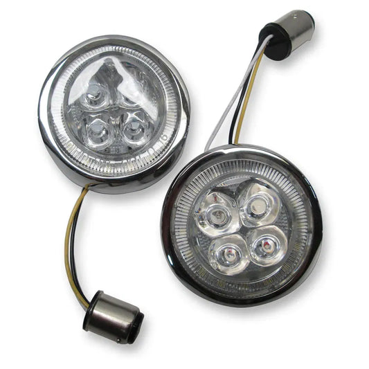 Front Signal Light Inserts - Chrome - Amber Lens