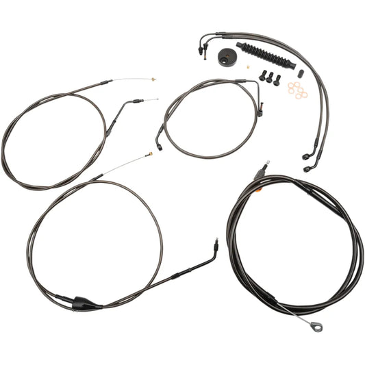 Standard Midnight Braided Handlebar Cable/Brake Line Kit for 15" - 17" Ape Hanger Handlebars704