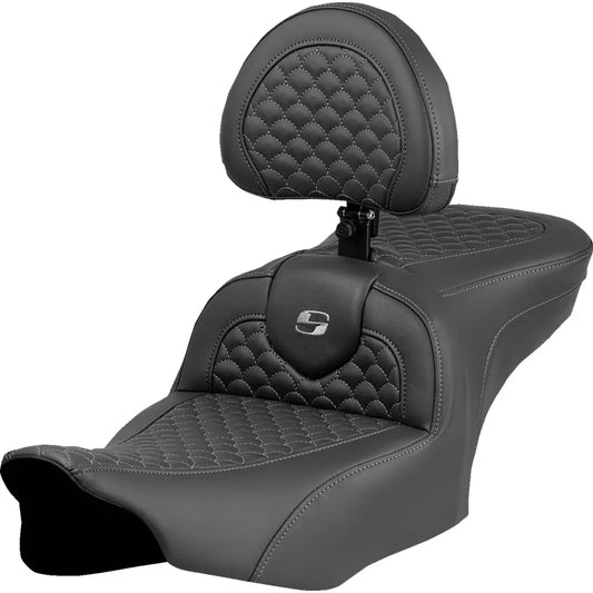 Asiento Dragon Scale Stitch RoadSofa™ - Asiento Roadsofa™ - Dragon Scale Stitch - Punto gris - con respaldo - FLTR/FLHX '23-'24