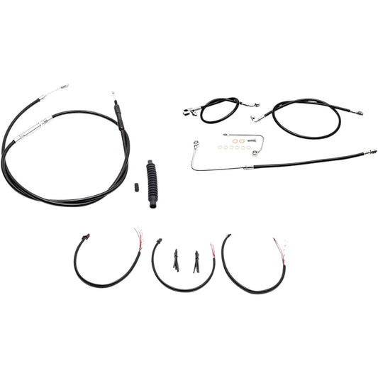 Handlebar Cable/Brake Line Kit - Complete - 15" - 17" Ape Hanger Handlebars - Black Vinyl