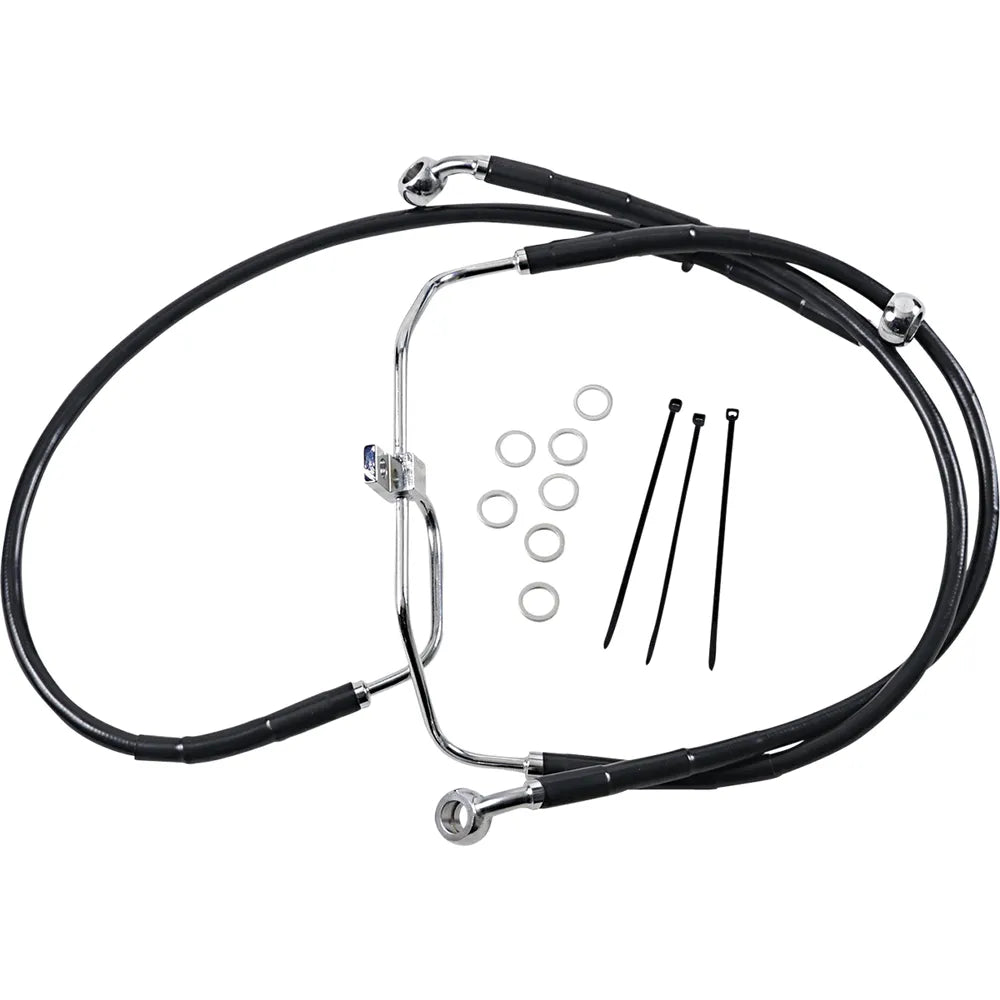 Brake Line - Front - Black - +4" - FXDF '08-'17