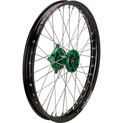 Rueda completa SX-1 - Conjunto de ruedas - SX-1 - Completa - Delantera - Rueda negra/Buje verde - 21x1.6 - Kawasaki KX