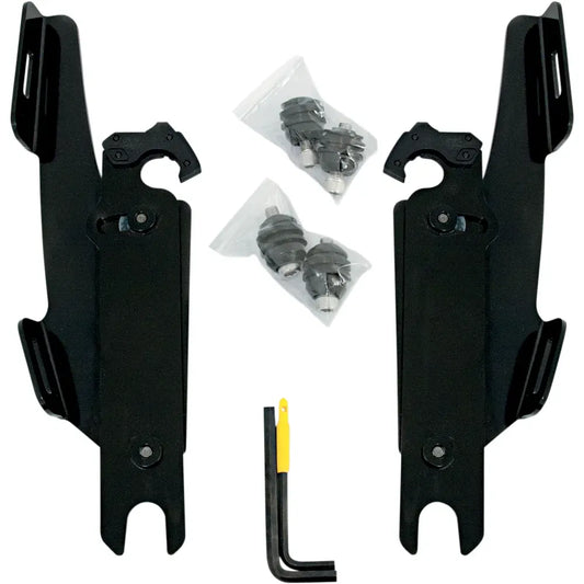 Kit de montaje completo con bloqueo de gatillo para parabrisas Fats/Slim - Kit de hardware - Negro - Sin barra de luces - Negro