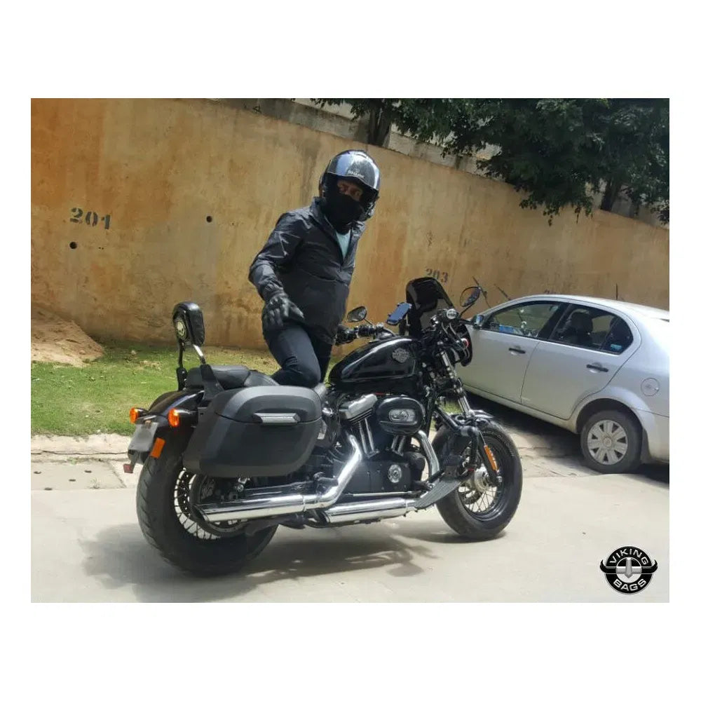 Alforjas rígidas Lamellar Raven Extra Large Shock Cut-out Leather Covered para Sportster 48 XL1200X