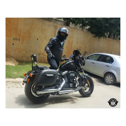 Alforjas rígidas Lamellar Raven Extra Large Shock Cut-out Leather Covered para Sportster 48 XL1200X