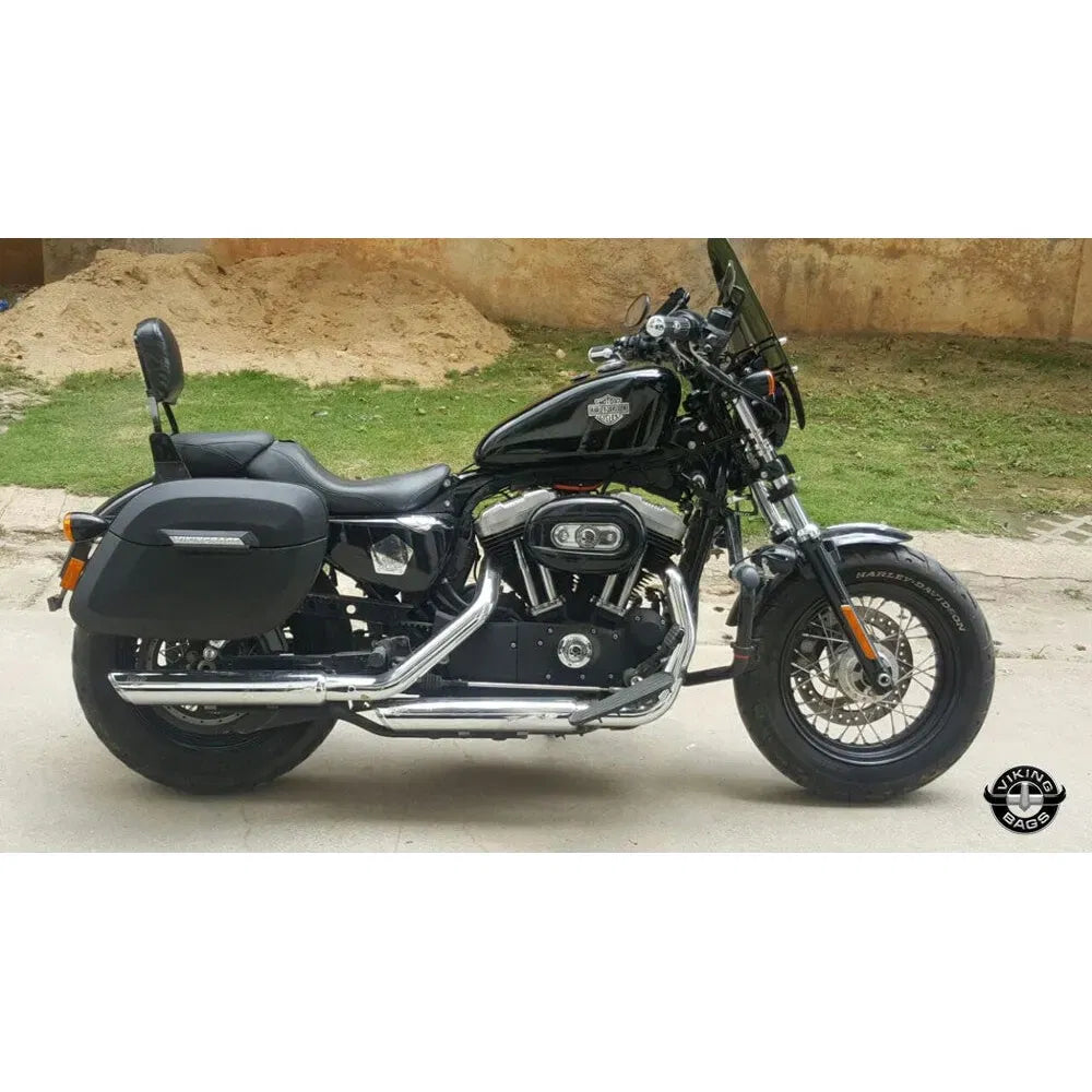 Alforjas rígidas Lamellar Raven Extra Large Shock Cut-out Leather Covered para Sportster 48 XL1200X