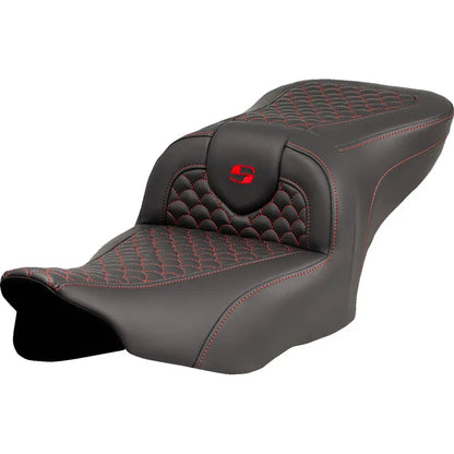 Asiento Dragon Scale Stitch RoadSofa™ - Asiento Roadsofa™ - Dragon Scale Stitch - Punto rojo - sin respaldo - FLTR/FLHX '23-'24