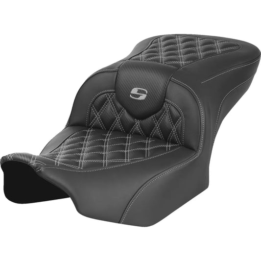 Asiento Roadsofa™ con costura de celosía - Asiento RoadSofa™ - sin respaldo - Fibra de carbono - Costura de celosía - Costura gris - FLTR/FLHX '23-'24