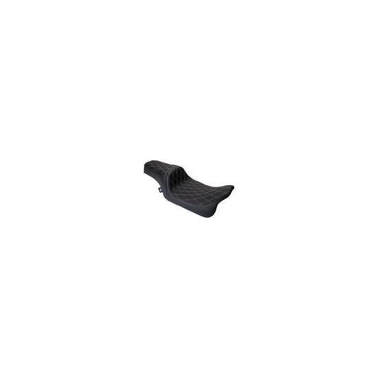 Asiento de vinil Drag Specialties Predator 1Up costura doble diamante en plata