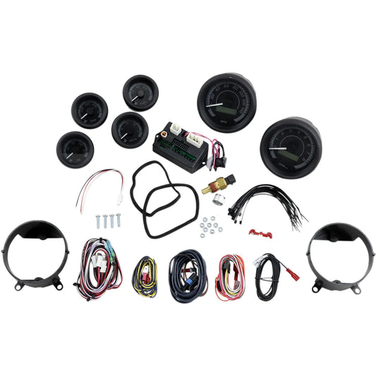 MVX-8K Series Analog/Digital 6-Gauge Kit - Black Bezel - Black Face with Gray Background