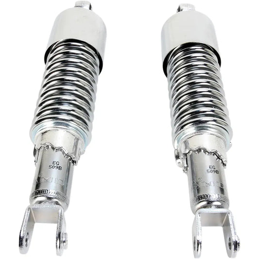 Custom Shorty Shocks with Shroud - Chrome Body/Chrome Spring Finish - Clevis Lowering