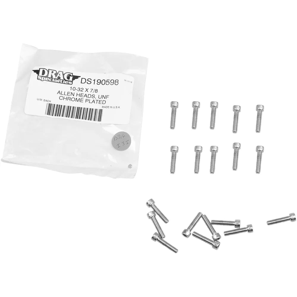Tornillos allen estriado #10-32 x 7/8" cromo