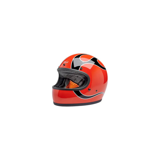 Casco Biltwell Gringo - Flames - Competition Orange